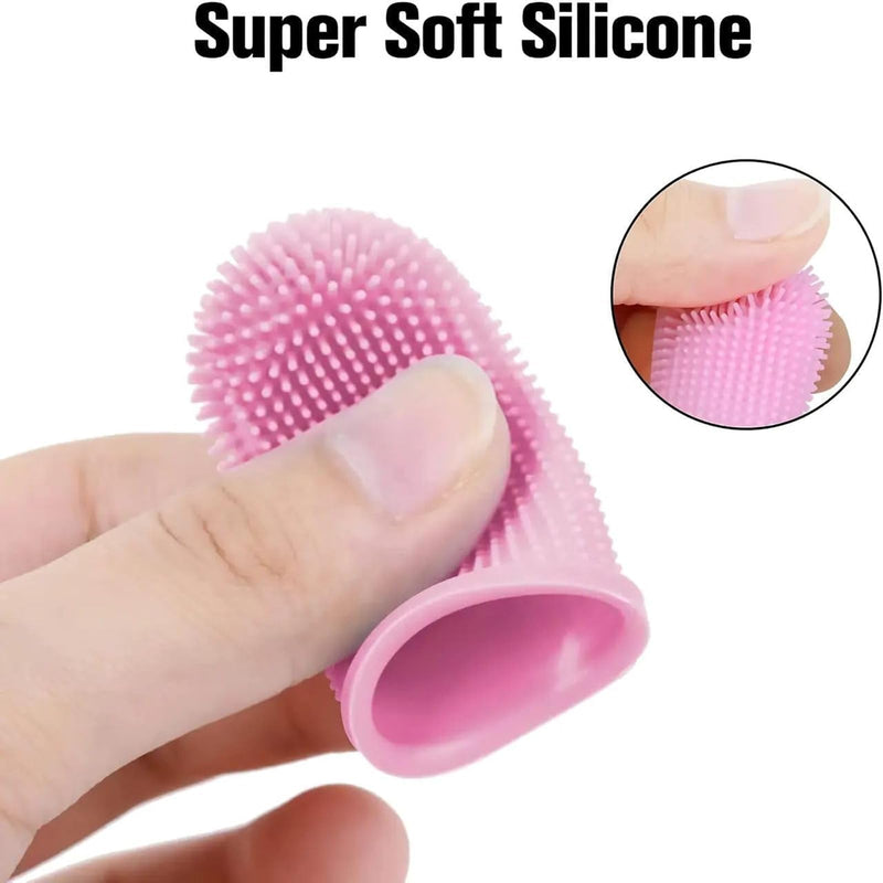 Pack of 4 Dog Toothbrushes, 360º Pets Teeth Cleaning Toothbrush for Dogs Cats, Silicone Finger Toothbrush, Dog, Finger Toothbrush, Reusable, Dog Dental Care Teeth Cleaning