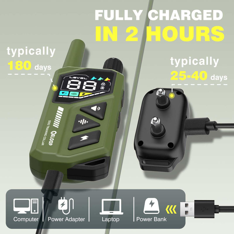Smart Dog Training Collar for 2 Dogs, 2-in-1 Remote Control Shock Collar with AI Anti-Barking Device for Small/Medium,/Large Dogs, IPX7 Waterproof For 2 dogs(Green) - PawsPlanet Australia