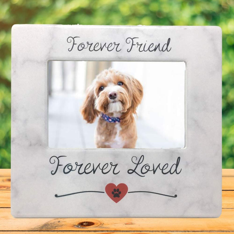 BANBERRY DESIGNS Pet Memorial Frame - Forever Friend Forever Loved Paw Print and Heart Design Picture Frame - 4 X 6 Photo Opening - Loss of a Dog or Cat Sympathy Remembrance - PawsPlanet Australia