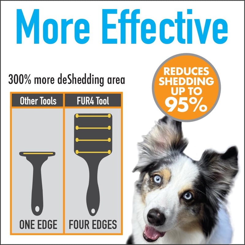 FUR4 deShedding Dog Brush for Long Hair Dogs – Pet Hair Brush with 4 Carbon Fiber Edges – deShedding Tool Removes Loose Fur – Gentle & Effective Dog Grooming Brush for Shedding - PawsPlanet Australia