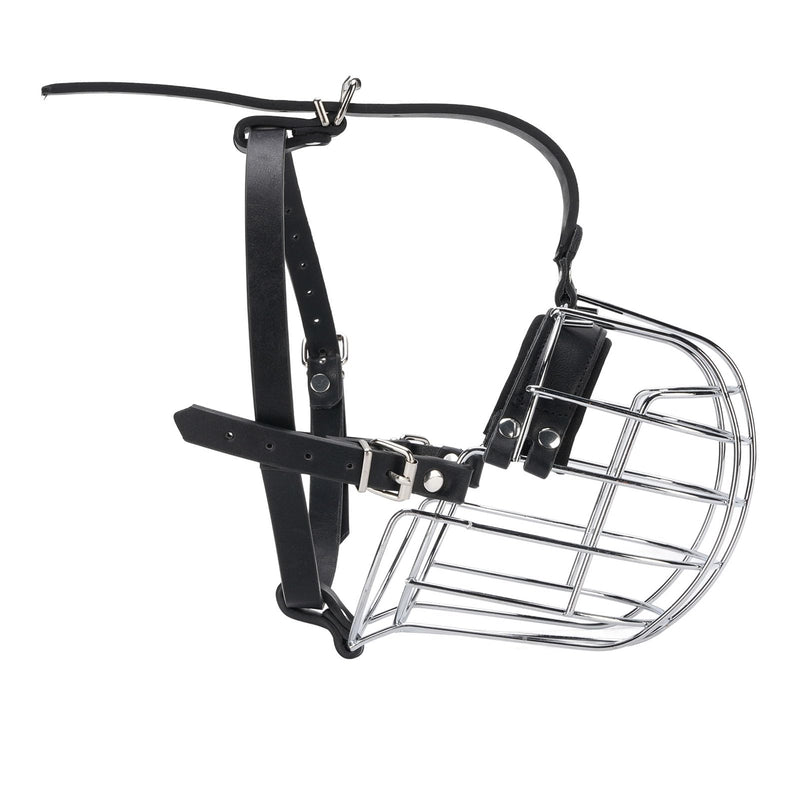 Dog Muzzles to Prevent Biting, Metal Wire Basket Muzzle with PU Leather Straps Breathable Secure Cage, for Medium Large Sized Dogs - PawsPlanet Australia