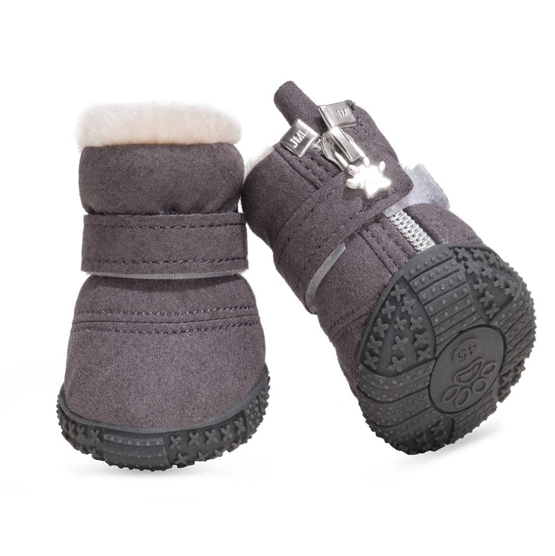 Hdwk&Hped Snow Dog Boots Warm Fleece Dog Winter Booties Anti-Slip Pet Shoes for Small Medium Dog Cat (Grey, #5) Grey