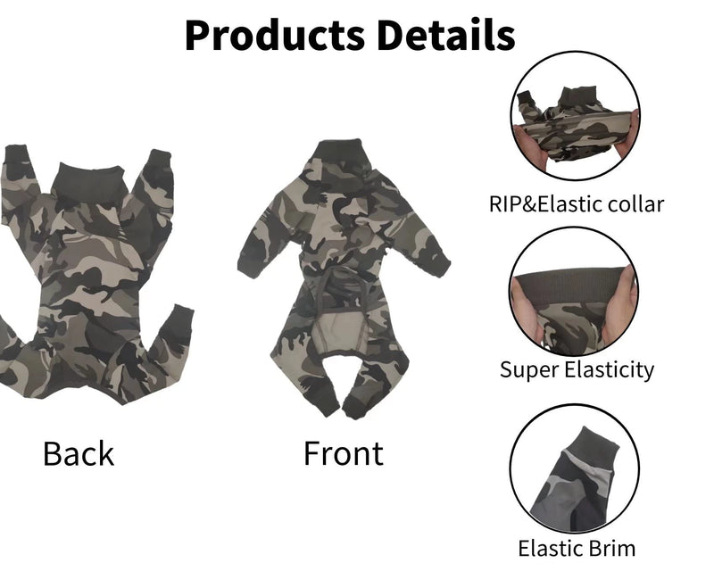 Xqpetlihai Dog Onesie Surgery Recovery Suit for Medium Large Dogs Recovery Shirt for Abdominal Wounds or Skin Diseases Bodysuit Dogs Pajamas(XXL,C) XX-Large (Pack of 1) CAMO