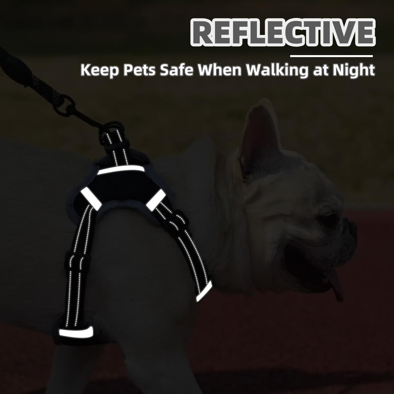 PUPTECK No Pull Dog Harness Small Sized Dog, Adjustable Reflective Escape Proof Easy Control, Comfortable Soft Padded Step in Pet Vest Harness, Black, S S (CHEST: 13"-18") - PawsPlanet Australia