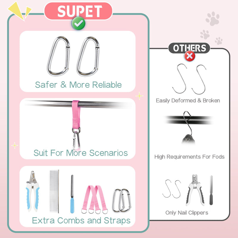 Supet Dog Grooming Hammock, Dog Hanging Harness for Nail Trimming Doorframe, Pet Holder Restraint for Clipping Nails, Pet Hoist Sling for Cutting Nails, Ear & Eye Cleaning, Medicine at Home (L) L（ Legs Spacing：10.8"-21.0" / Max W：45-60LBS） Strawberry - PawsPlanet Australia