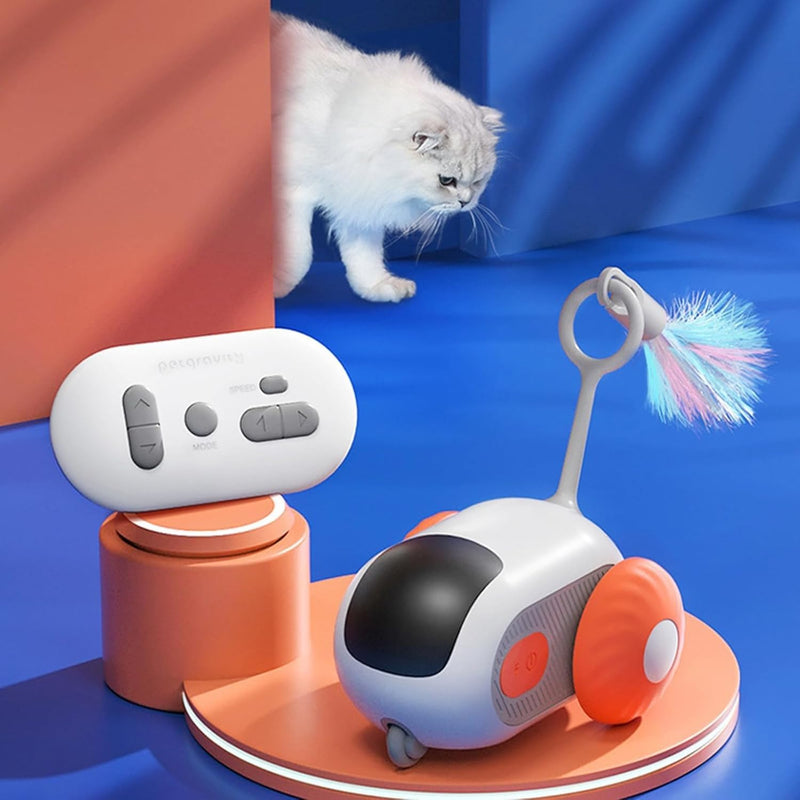 Turbo Tail 3.0, Teazys Cat Toy Turbo Tail, Smart Remote Control Electric Interactive Cats Toy, Type-C Rechargeable Turbo Tail Mouse Cat Toy with Feathers (1pc Blue) 1pc blue - PawsPlanet Australia