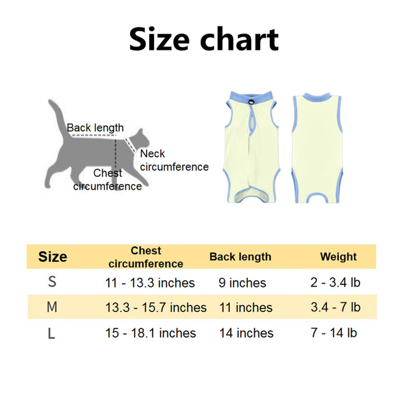 Cat Surgery Recovery Suit for Male Female Cat Onesie After Surgery Spay Surgical Abdominal Wound Skin Diseases E-Collar Alternative to Cone of Shame Kitten Body Post Suitical Yellow Medium - PawsPlanet Australia