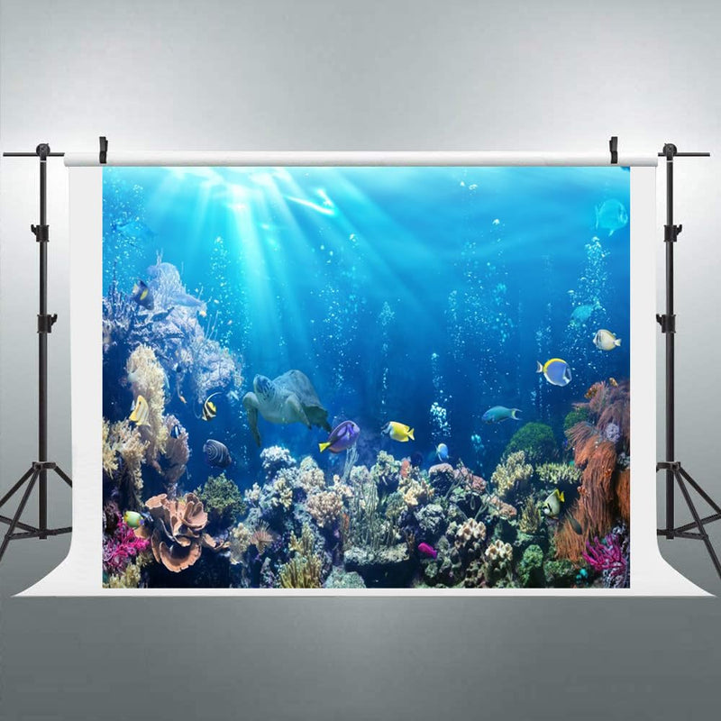 Under The Sea Backdrop 10x8ft Ocean Seabed Underwater World Turtle Coral Reef Deep Sea Photography Background Marine Aquarium Backdrops Banner Decorations - PawsPlanet Australia