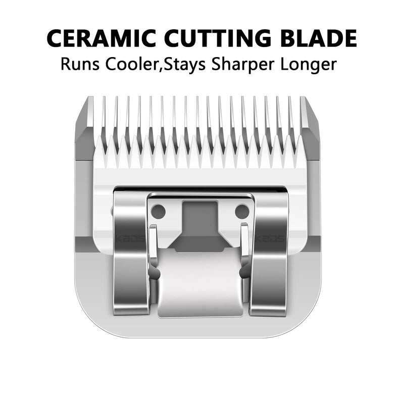 KBDS Detachable Ceramic Pet Clipper Blades,Compatible with Most Andis,Oster,Wahl KM Series A5 Clippers,Made of Ceramic Blade Cutter and Carbon Steel Bottom Blade - PawsPlanet Australia