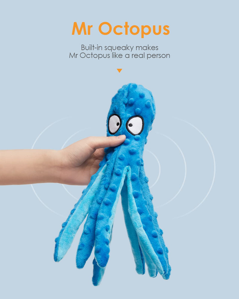 HGB Squeaky Dog Toys, Octopus No Stuffing Crinkle Plush Dog Toys to Keep Them Busy, Interactive Dog Chew Toys for Puppy Teething, Large Dog Toys for Large Medium Small Breeds, Pet Toys, 2 Pack Octopus Purple & Blue - PawsPlanet Australia