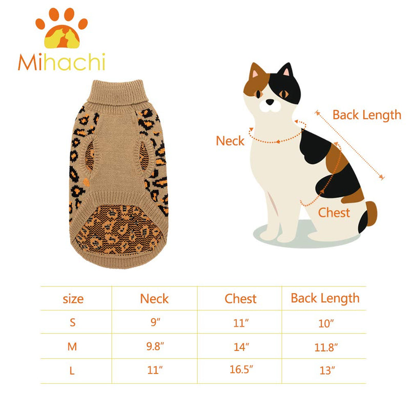 Winter Warm Cat Sweater Turtleneck Puppy Pets Sweater Knit Vest Fashion Leopard for Cats Puppy Small Animals Brown Medium Yellow - PawsPlanet Australia
