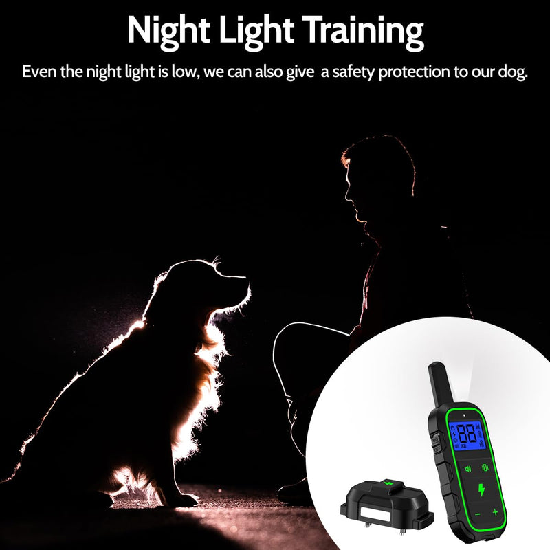 Dog Training Collar Electric Dog Shock Collar with 4 Training Modes and Waterproof Rechargeable Remote Range 3300Ft for Large Medium Small Dogs (Green) Green - PawsPlanet Australia