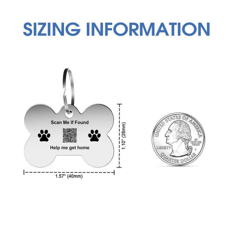 Stainless Steel Pet Tag | Easy-to-use Tag with QR Code | Modifiable Pet Online Profile | Emergency Contacts | No Subscription or Fees | Laser Engraved & Clear | Waterproof & Durable - PawsPlanet Australia