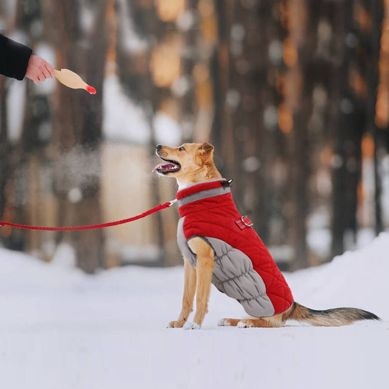 Lelepet Warm Dog Winter Coat Dog Coat Dog Cold Weather Coats Windproof Reflective Turtleneck Fleece Dog Jacket with Harness Thick Dog Fleece Vest XLarge Dog Coat, Dog Coats for Small Medium Large Dogs X-Large Red - PawsPlanet Australia
