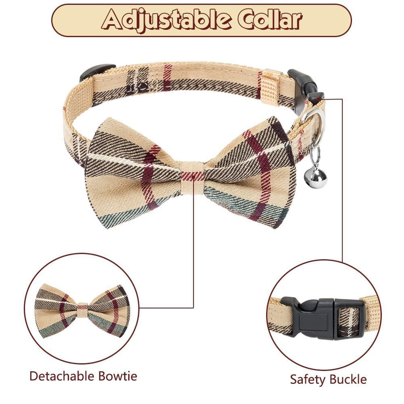 BINGPET Dog Harness Collar Leash Set,Adjustable No Pull Escape Proof Small Dog Harness,Classic Plaid Puppy Harness and Leash Set for Small Medium Large Dogs Training Easy Walk Running(Beige,S) S(Chest Girth:14.9''-20.9'') Beige