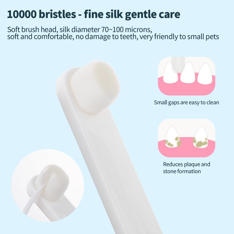 Newday Small Dog & Cat Toothbrush 5 Set, Micro Nano Bristles to Clean pet Teeth Toothbrushes, Puppy Dogs Pet Tooth Cleaning Kit with Storage Box（White - PawsPlanet Australia