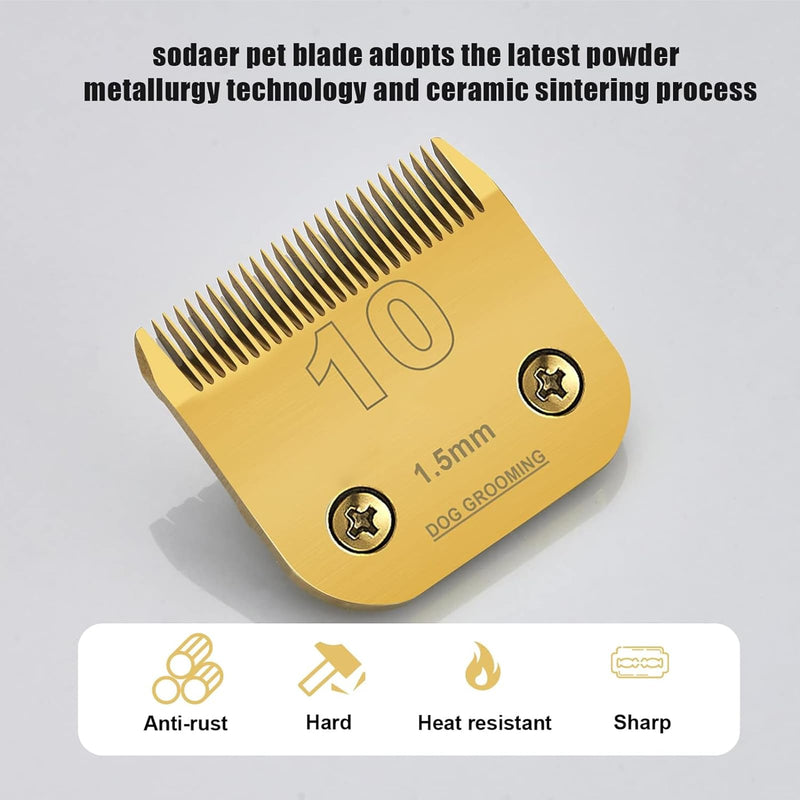 3 PC#10 Clipper Blade Dog Grooming Compatible with Andis/Wahl/Oster Dog Clippers, Carbon Infused Steel Detachable Ceramic Sharp Edge,1/16 -Inch 1.5mm Cut Length (Gold) - PawsPlanet Australia