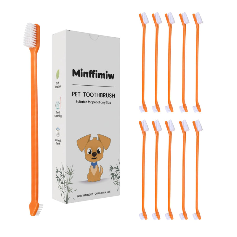 Dog Toothbrush Set of 10 - Cat Dog Dual Headed Toothbrushes for Small to Large Pets, Double Sided Long Handed Toothbrush Pet Teeth Cleaning Puppy Suitable Most Pets Cleaning Brushes