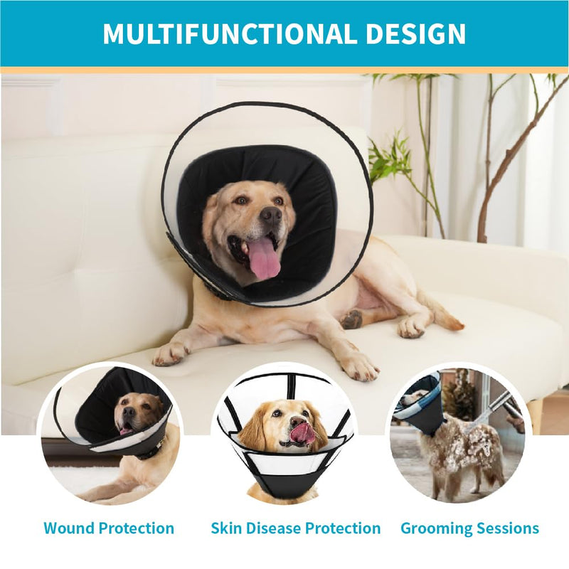 Dog Cone Collar, Pet Cone for Dogs to Stop Licking, Comfy Dog Cones for Large Medium Small Dogs, Soft Cones for Dogs After Surgery, Cone of Shame for Dogs Head Neck Elizabethan Collar (Black, ML) Black ML(14.8"-17.0") - PawsPlanet Australia