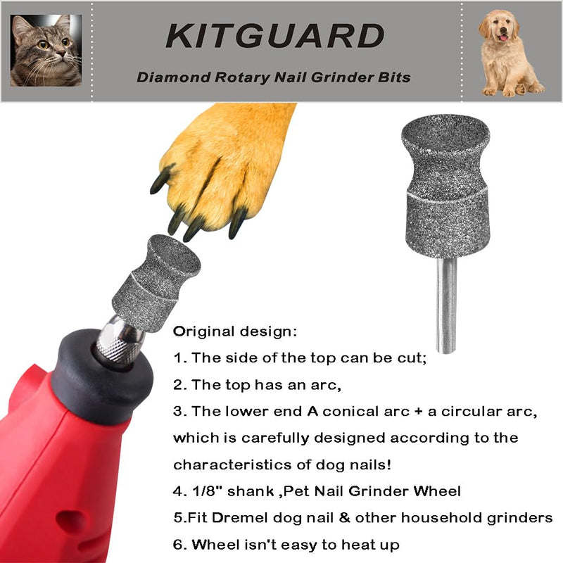 Diamond Dremel Dog Nail Grinder Bits for Rotary Tool-1/8'' Dremel Dog Nail Grinder Attachment-Pet Nail Grinder Bit Work for Animals Nail Care (XX Large Q) ClassicQ 1P - PawsPlanet Australia