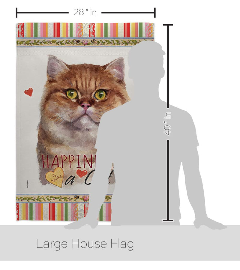 Breeze Decor British Short Hair Happiness House Flag Pack Cat Kitten Meow Spoiled Paw Fur Pet Nature Farm Animal Creature Applique Banner Small Garden Yard Gift Double-Sided, Made in USA - PawsPlanet Australia