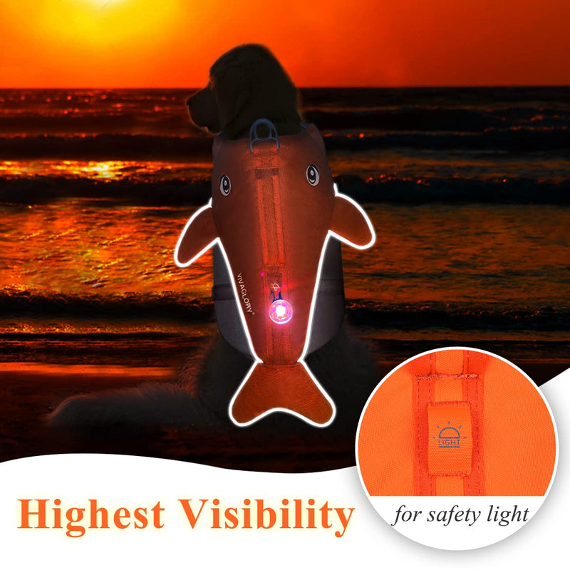 VIVAGLORY Cute Dog Life Vest, Swimming Vest with Handle, Ripstop & Buoyancy for Doggy Puppy, Dog Life Jacket for Swimming & Boating, M, Bright Orange M: 22-26 inch (Ribcage Girth) - PawsPlanet Australia