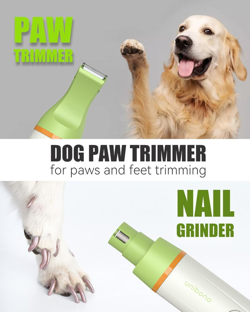 Unibono Dog Grooming Clipper Kit, Quiet Cordless Pet Clipper for Dogs & Cats, Silent Dog Cat Shaver for Paws, Claws, Eyes, Ears, Face with Grooming Scissors Comb, Green - PawsPlanet Australia