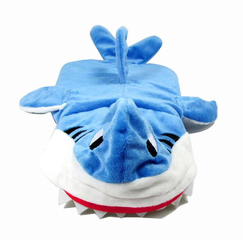 Funny Dog Cat Shark Costumes, Pet Halloween Christmas Cosplay Dress, Adorable Blue Shark Pet Costume,Animal Fleece Hoodie Warm Outfits Clothes (L Size) 12.5 in Neck Girth, 16.1 in Chest