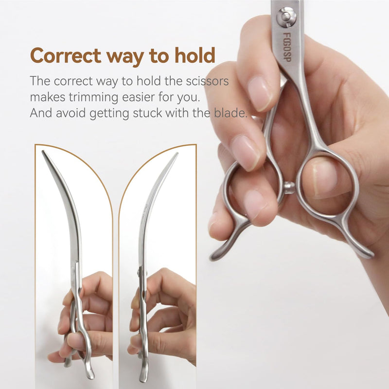 Professional 45°Curved Grooming Scissors for Dogs 7.0 in Big Arc Curved Shears for Professional Groomer Japan VG10 High-carbon Steel Right Hand Matte 45° Curved Shears 7.0 in,Matte - PawsPlanet Australia