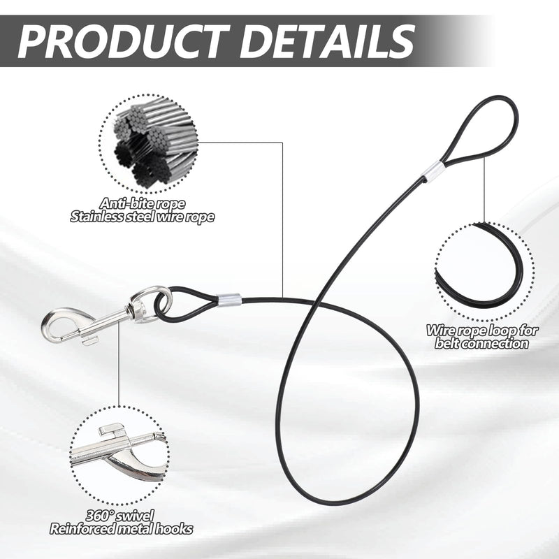 Xindojuz 3 PCS Chew Proof Dog Leash, 26 Inch Metal Cable Leads for Small and Medium Dogs Non-Tangle Connect Heavy Duty Dog Leash Extender Rope Dogs Leashes for Any Leashes & Collar & Harness - PawsPlanet Australia