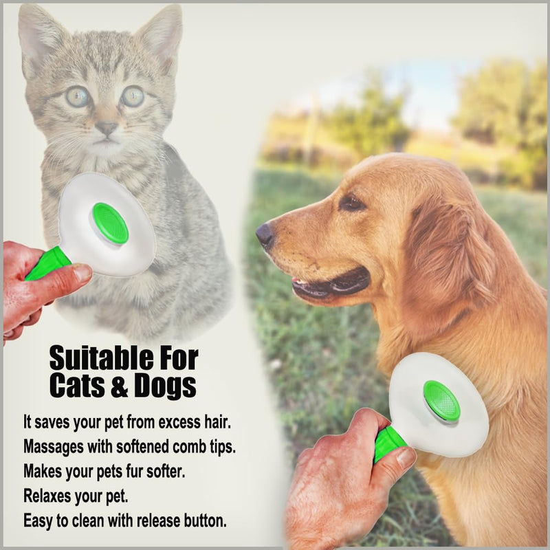 Self cleaning Slicker Brush, Cat Brush, Dog Brush, Shedding and Grooming Tool for Pets, Remove Loose Hair, Fur, Undercoat, Mats, Tangled Hair, Knots for Large Medium Small Sensitive Long or Short Hair - PawsPlanet Australia