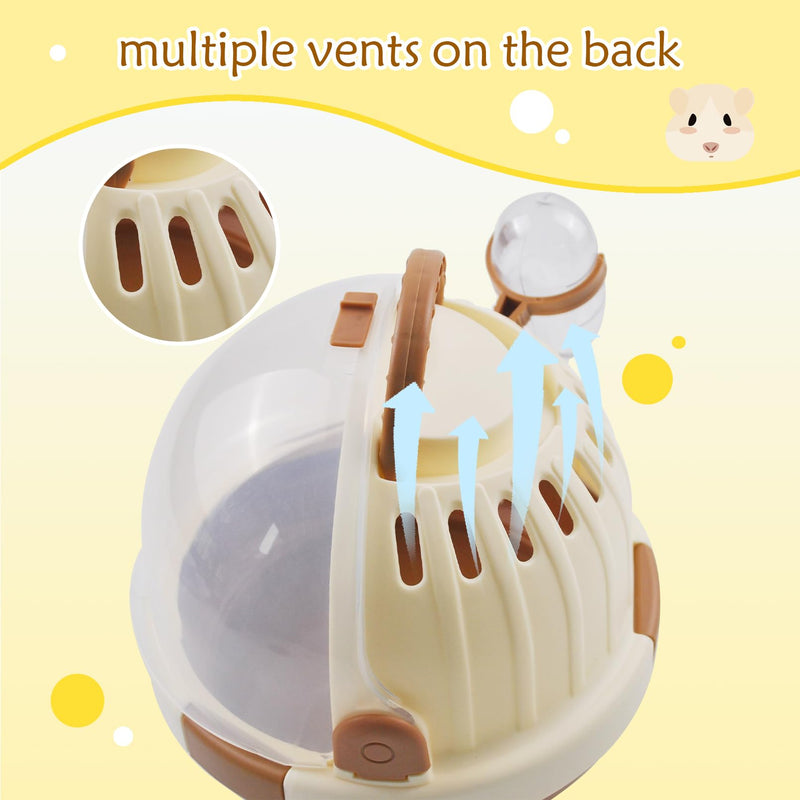 Hamster Carrier Cage Portable Cages Small Animals Carry Travel Case with Water Bottle Plastic Breathable Guinea Pig Outgoing Cage for Dwarf Hamster Ferret Chinchillas Hedgehog (Brown) 【Brown】