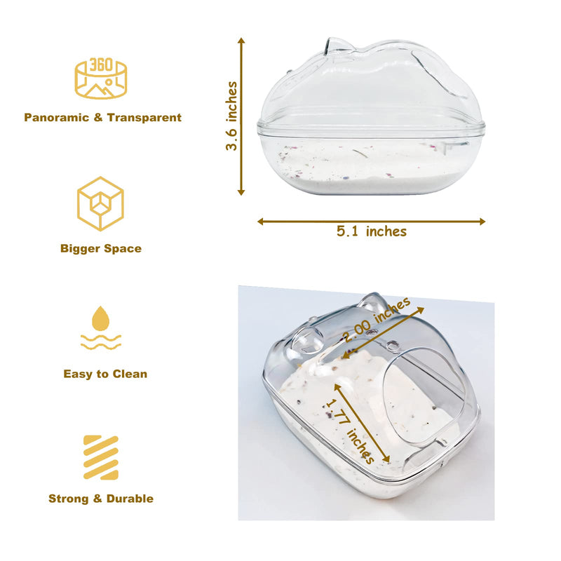 Hamster Sand Bath Container, Hamster Bathtub with Cleaning Scoop, Big Space, Easy to Clean, for Dwarf Hamster, Gerbil, Small Animals S 5.1*3.6*3.6 inches - PawsPlanet Australia