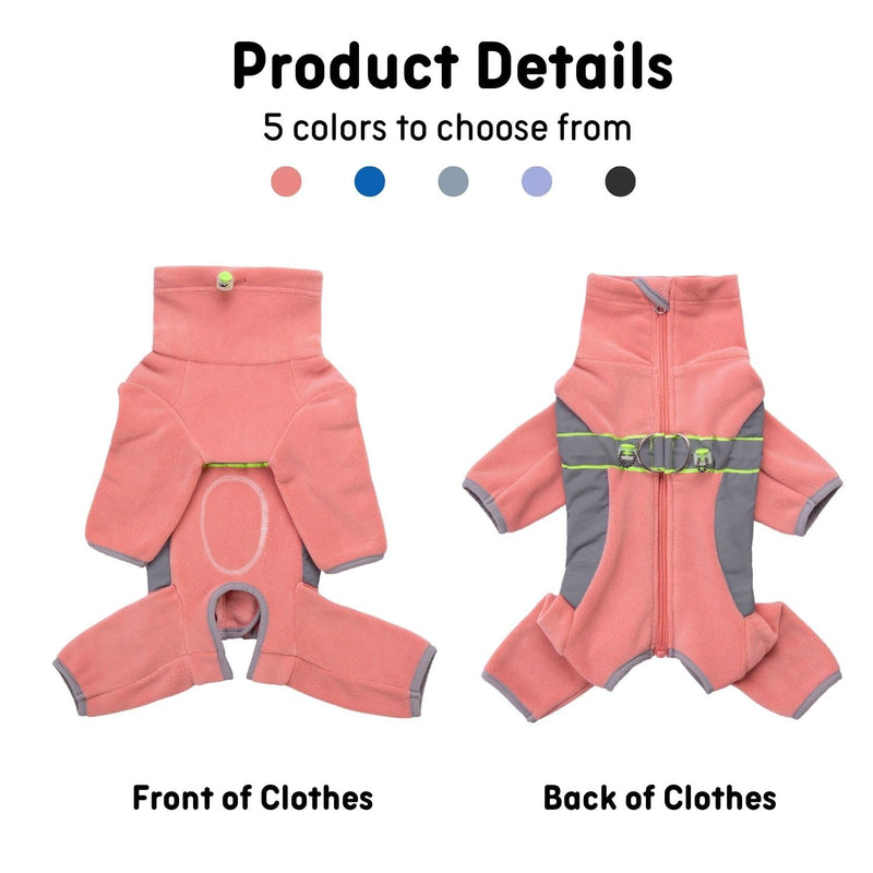 Dog Winter Warm Coats 4-Legs Fleece for Small Medium Large Dogs,High Collar Dog Cold Weather Coat Full Body,Dog Snowsuit Comfort Windproof with Reflective Zipper Leash Hole_2XL(Pink) 2XL-Back Length:15.5" Pink