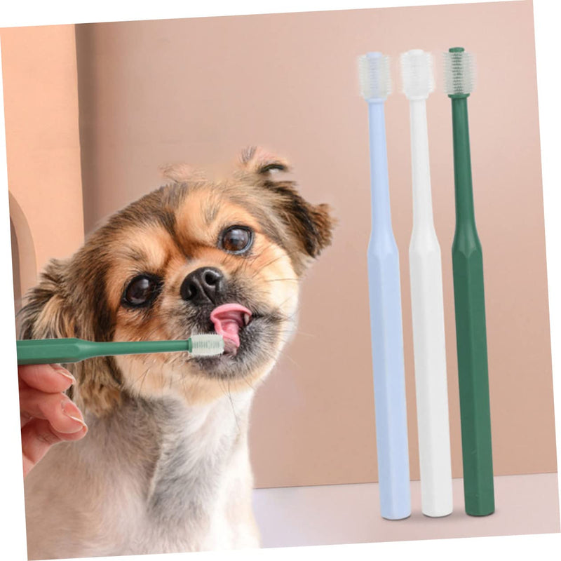 HANABASS 4-piece Pet Toothbrush Ergonomically Shaped Lightweight Plastic TPE Material Secure Grip for Cats and Dogs