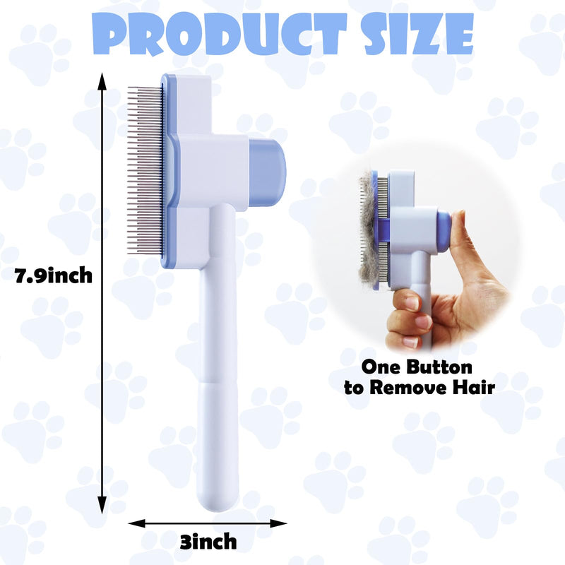 2pcs Cat Comb Set Flea Comb 2 Styles Pet Comb Self Cleaning Upgraded Cat Brush for Long Haired Cats & Dogs Blue, Pink
