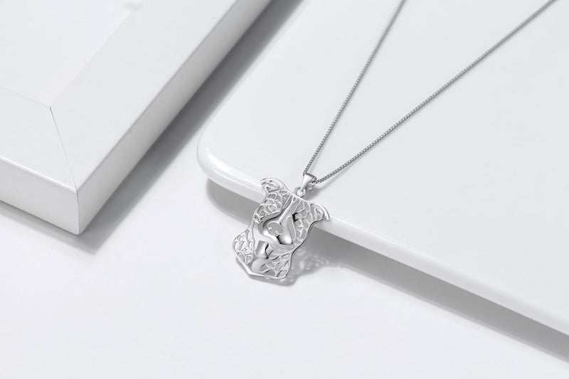 Pitbull Dog Sterling Silver Necklace Dangle Earrings Set by Ginger Lyne Ears Down Puppy Dog Pet Pendant Box Chain Doggie Animal Paw Print Heart Jewelry for Pit Bull Mom Ears Down Necklace - PawsPlanet Australia