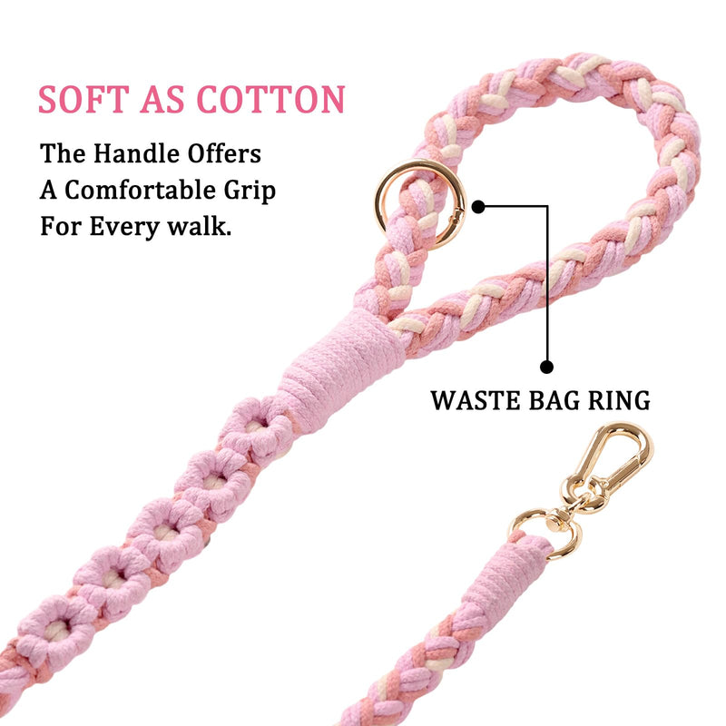 Double Dog Leash – Tangle-Free Dual Leash with 360° Swivel, Shock Absorbing Bungee, Reflective Stitching & Hand-Braided Main Rope (Supports Up to 440 lbs, Pink) - PawsPlanet Australia