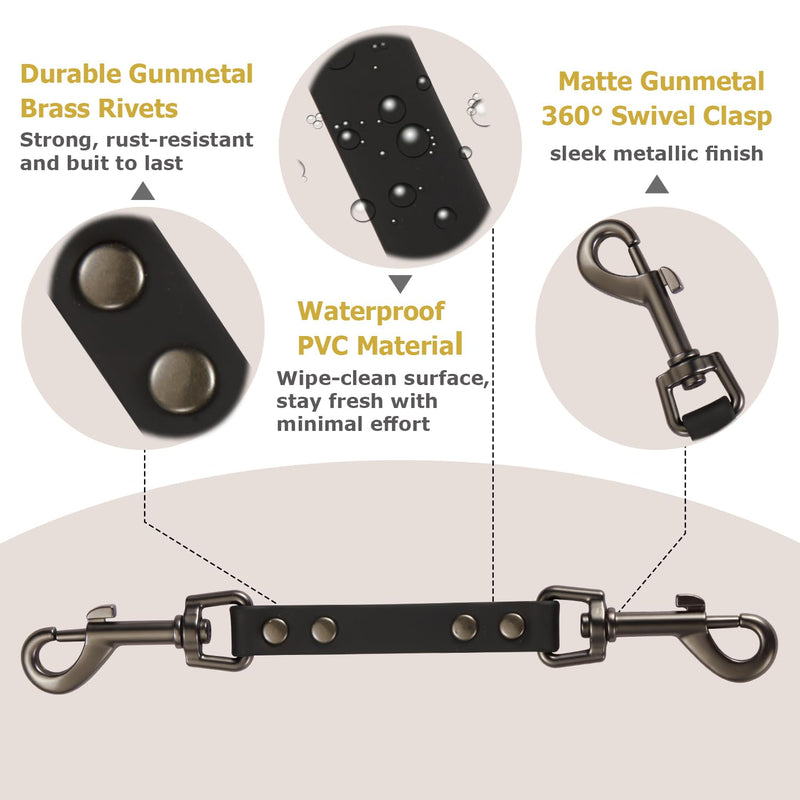 Dog Safety Collar Clip – Waterproof Backup Connector with Dual Hooks for Harness and Collar | Leash Safety Attachment for Training & Walking (Black, 9 inch) Black - PawsPlanet Australia