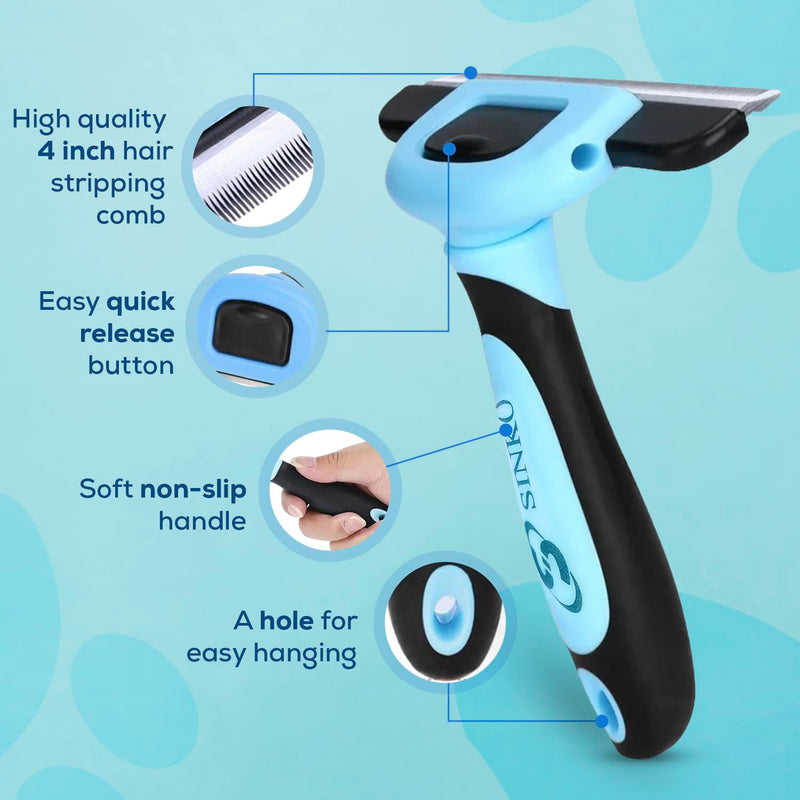 Sinko Deshedding Dog Brush -Professional Dog Deshedding Brush, Dog Brush for Shedding, Pet Deshedding Tool, Cat Deshedding Brush, Fur Deshedding Brush, Pet Hair Remover for Cats and Dogs (Blue) Blue - PawsPlanet Australia