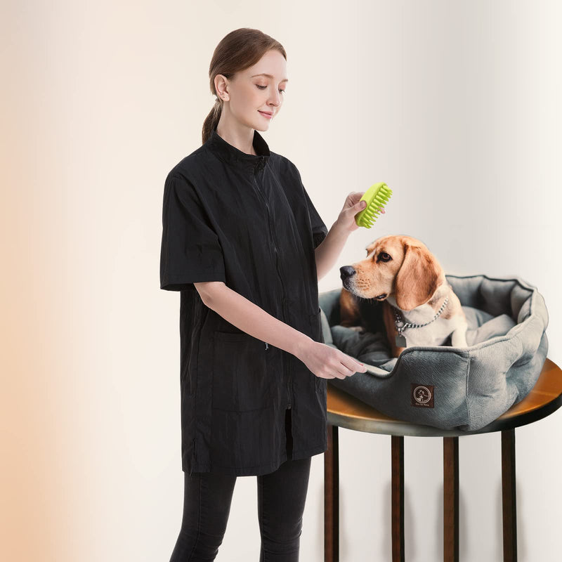 DHXYZZB Grooming Smock- Waterproof Grooming Workwear Barber Jackets for Women Men, Nylon Professional Pet Groomer Smock Apron X-Large Black - PawsPlanet Australia