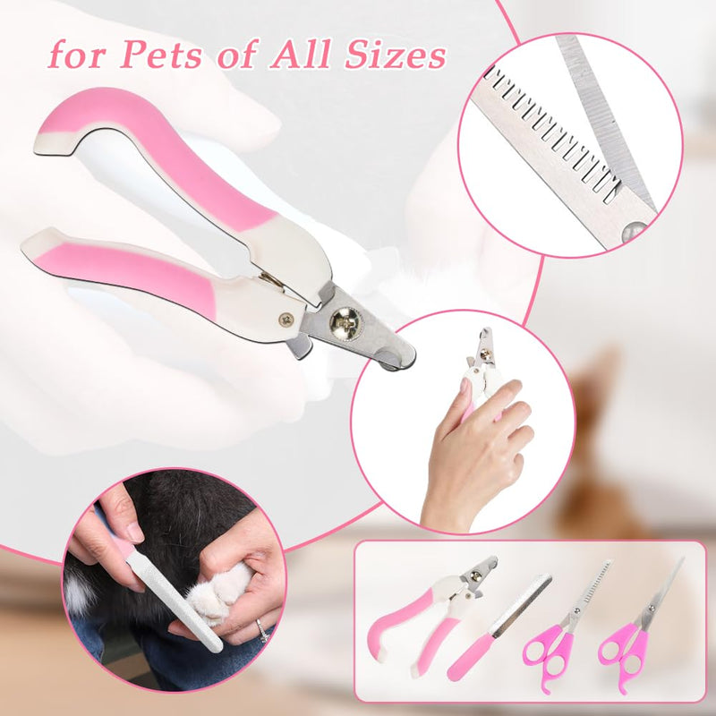 Pet Grooming Kit - 9 Pcs All-in-One Self Cleaning Set with Slicker Brush, Deshedding Tool, Scissors, Nail Clippers, and File for All Breeds and Sizes - PawsPlanet Australia