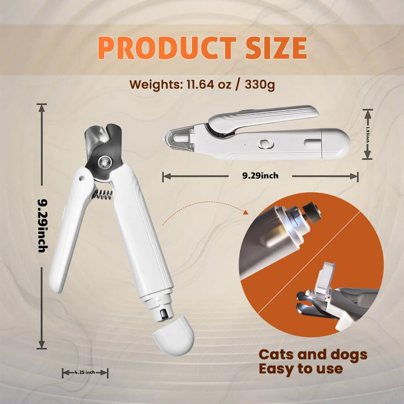2-in-1 Dog Nail Clipper & Grinder for Dogs & Cats – LED Light, Low Noise, USB Rechargeable – Safe Nail Trimmer for Large, Medium & Small Breeds – Pet Grooming Kit Tool with Dust Cap & Safety Guard - PawsPlanet Australia