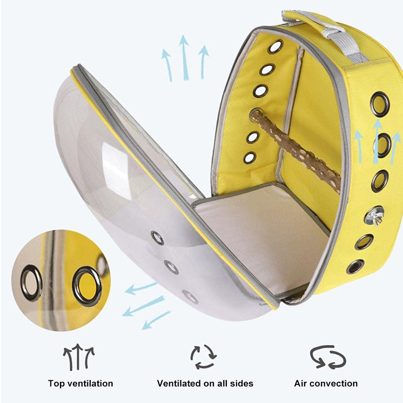 HEITIGN Bird Carrier Backpack Cage Transparent Parrot Carrier 1 Stick Wooden Standing Perch 12 Holes Ventilate Transparent Space Capsule Carrier Portable Bird Small Animal Travel - PawsPlanet Australia