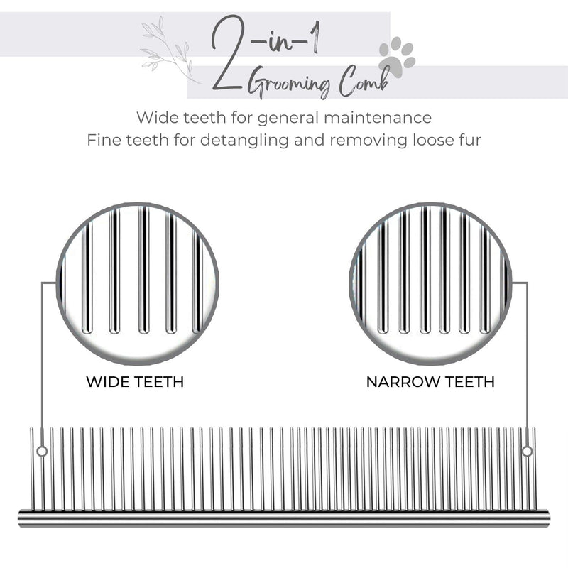 Flexzion Pet Grooming Comb Stainless Steel Cats Dogs Puppy Medium Animals Hair Trimmer Brush Accessory Tool with Smooth Teeth Needle Durable Lightweight Large (45mm) - PawsPlanet Australia