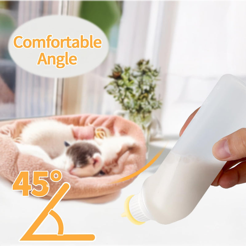 5Pack Kitten Bottle for Nursing Puppy Milk Kitten Bottles Feeding Kit Silicone Nipple for Newborn Pets Kittens, Puppy,Squirrel (Yellow) - PawsPlanet Australia