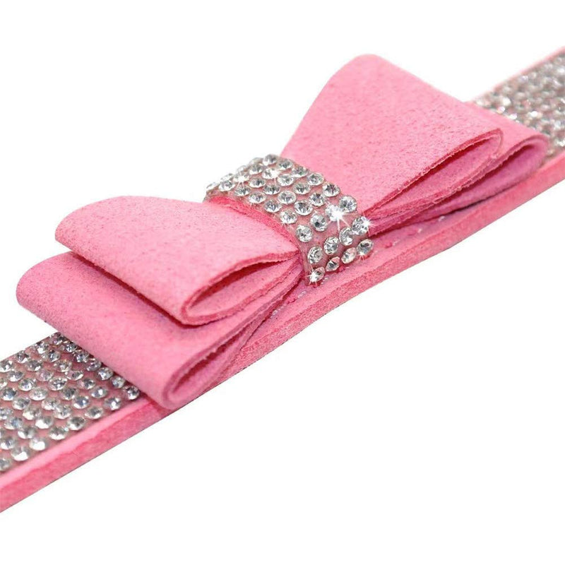 ETOPARS Rhinestone Dog Collar Leashes, Crystal Diamond Cat Dog Collar Leash Set, Cute Dazzling Dog Rhinestone Collar, Dog Collar Harness for Small & Medium Dogs XS Pink-2 - PawsPlanet Australia