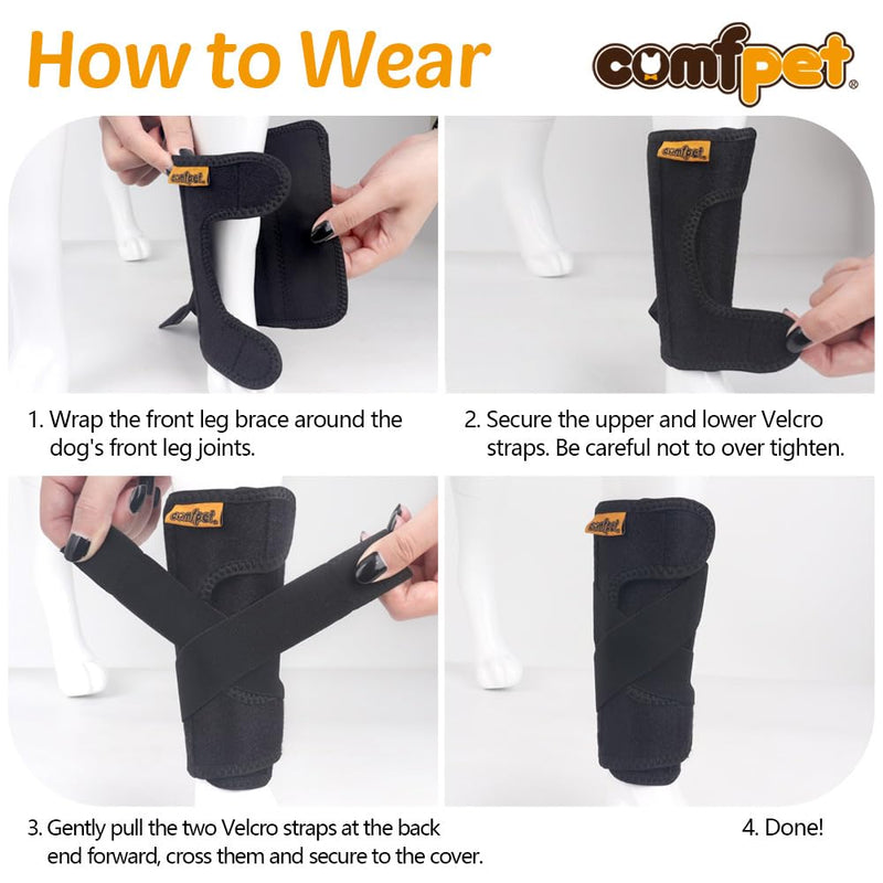 Dog Front Leg Brace, Dog Leg Support Wrap with Plastic Bar Stabilizers, Canine Front Leg Wrap Sleeve to Prevent Licking, Dog Sprains, Arthritis (Medium) M - PawsPlanet Australia