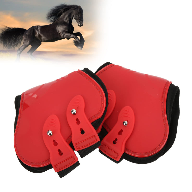 2 Pcs Horse Shin Guards, PU Material Red Horse Hind Leg Shin Guards Shell Adjustable Neoprene Horse Leg Guard for Equestrian Show Horse Jumping