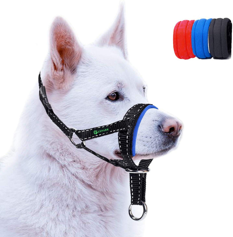 Dog Head Halter with Reflective Safety Strap Stop Dog's Pulling, Dog Head Collar for Small Medium Large Dogs(S,Blue)